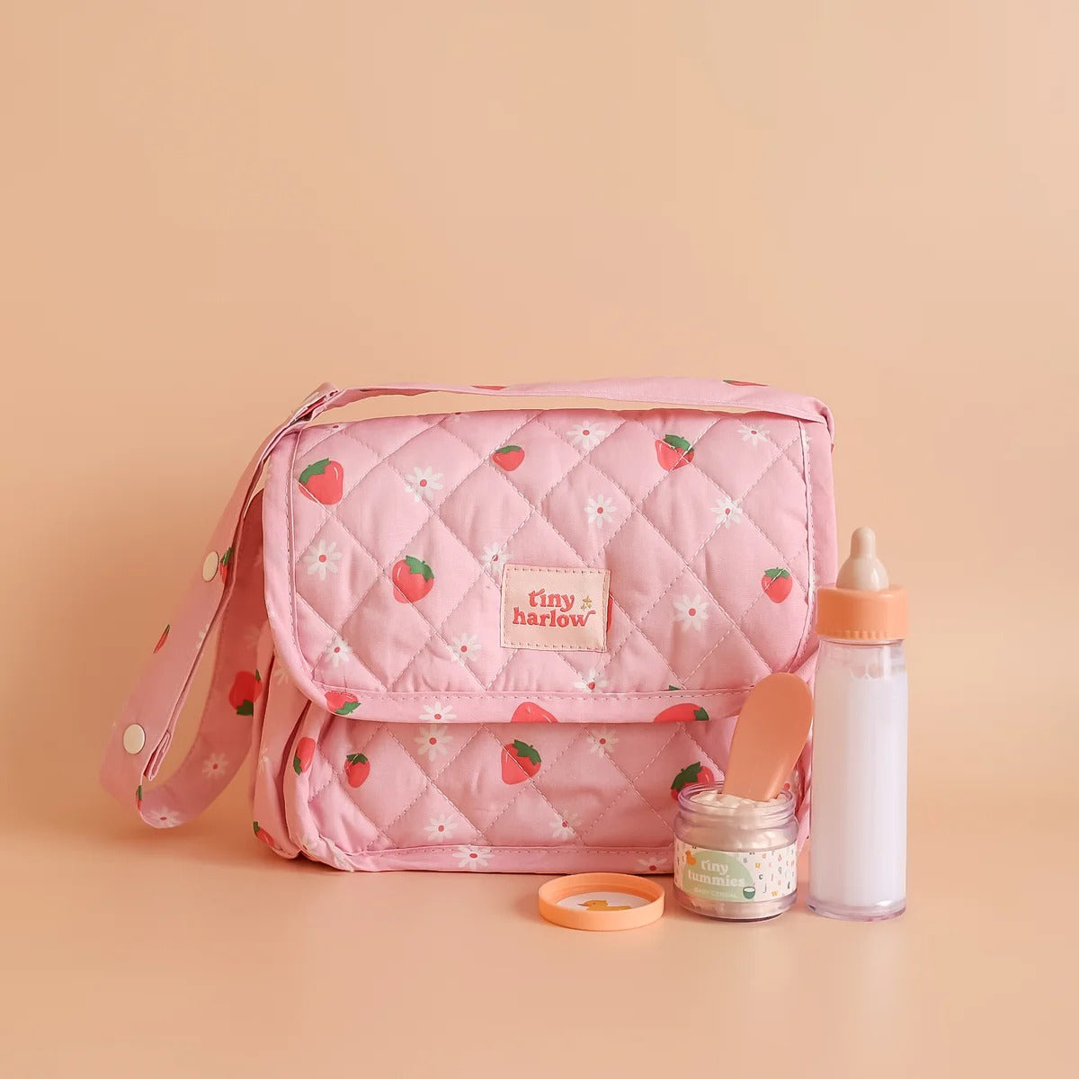 Dolls Nappy Bag Set - Strawberry Picnic