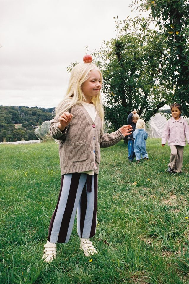 Organic Striped Knit Pants Plum & Haze
