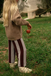 Thumbnail for Organic Striped Knit Pants Plum & Haze