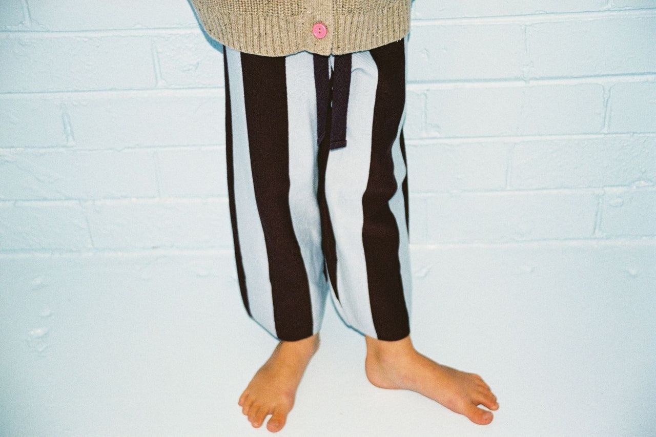 Organic Striped Knit Pants Plum & Haze