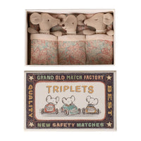 Thumbnail for Maileg Triplets Baby Mice in Matchbox Checker