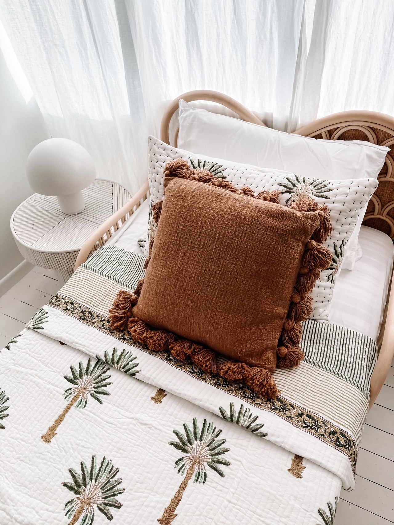 Single Kantha Quilt - Green Palm Springs