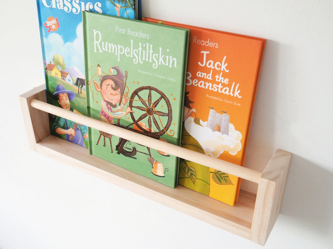 Kids Bookshelf with Round Peg (Pine) Natural Wood Colour