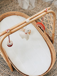 Thumbnail for White Rattan Baby Changing Basket - White Mattress