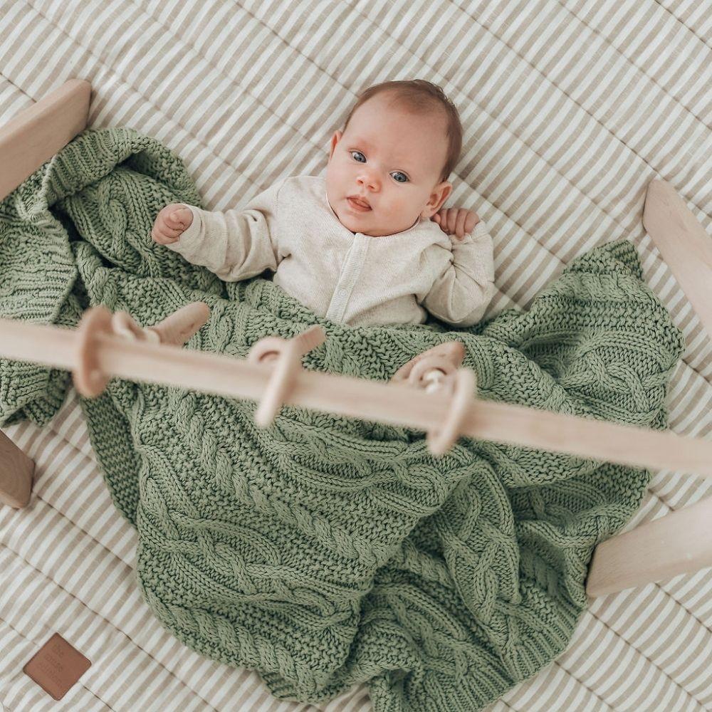 Reilly Cable Knit Blanket - Mint