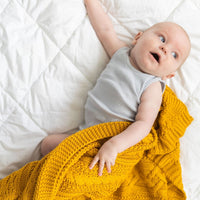 Thumbnail for Reilly Cable Knit Blanket - Mustard