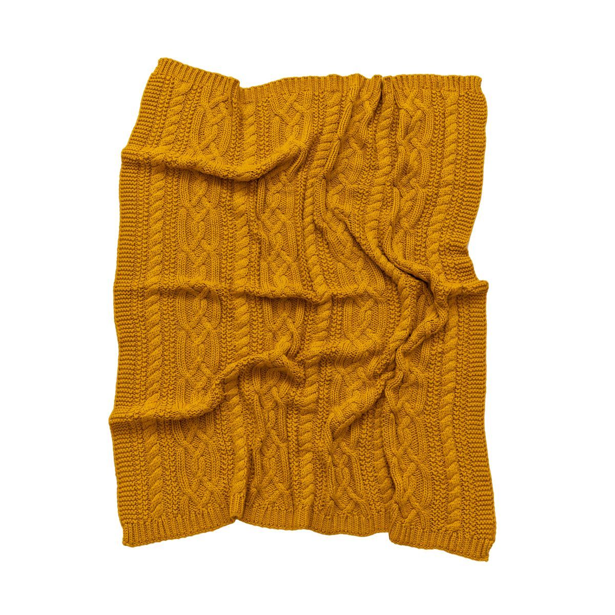 Reilly Cable Knit Blanket - Mustard