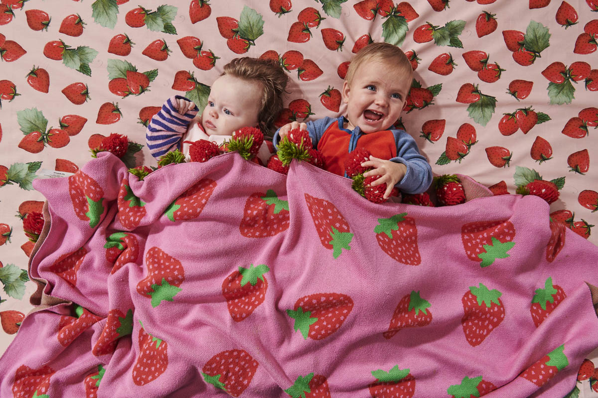 Strawberry Delight Knitted Blanket